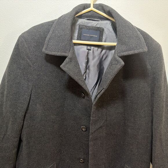 Men's Banana Republic Wool Cashmere Blend Overcoat Black Size XL - Picture 2 of 6